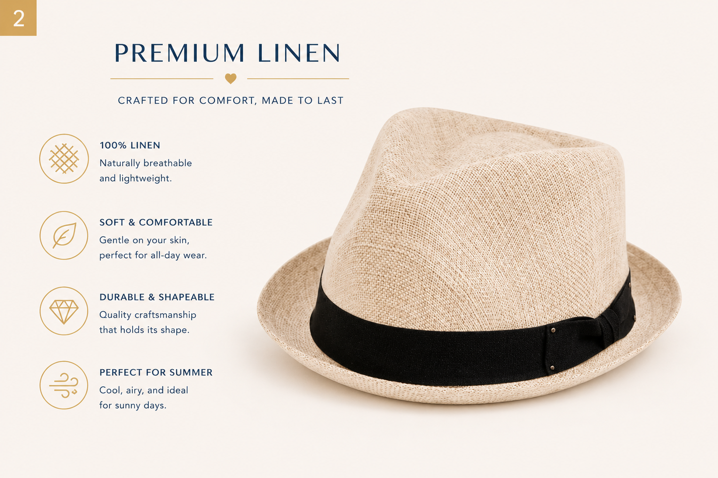 Linen /Cotton Fedora Men's Spring Summer Small Brim Solid Color Light Weight with Fabric Band L0962