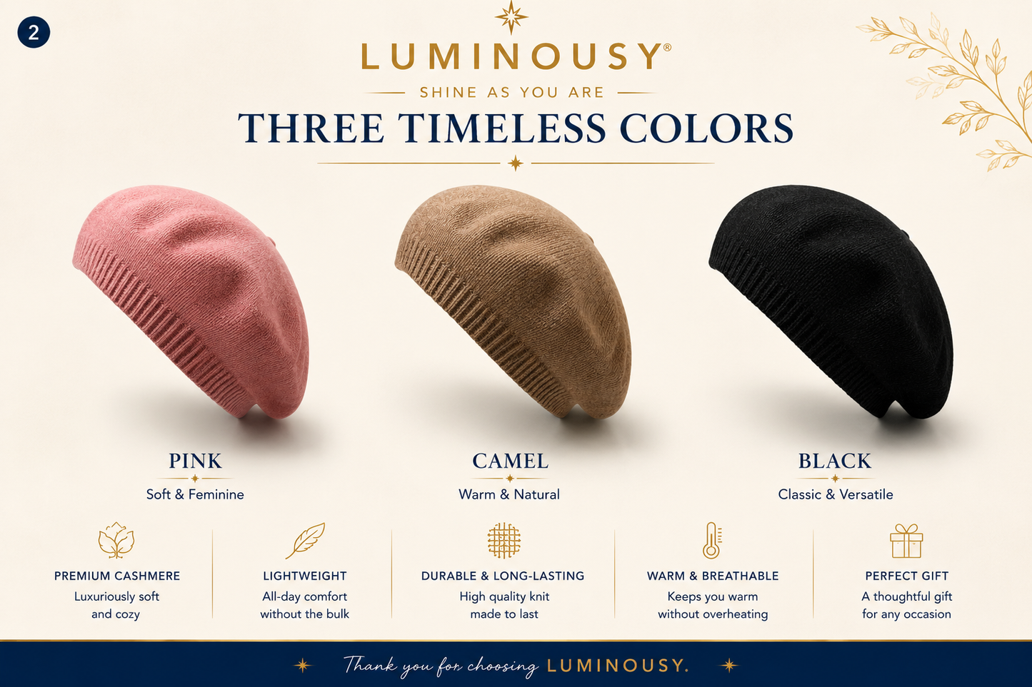Unisex 100% Cashmere Beret French Style Hat L001