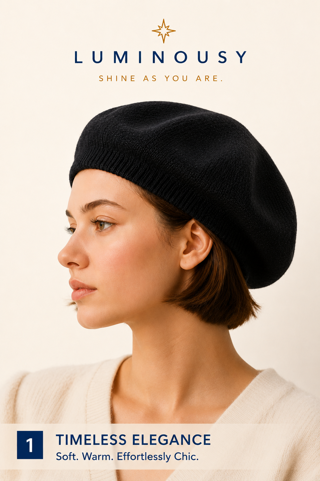 Unisex 100% Cashmere Beret French Style Hat L001