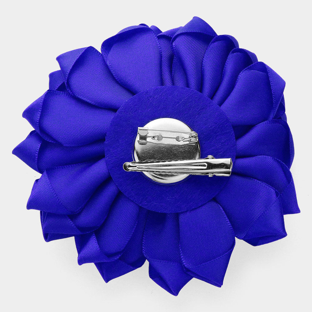 Big Pearl Pointed Flower Ribbon Brooch Hair Clip