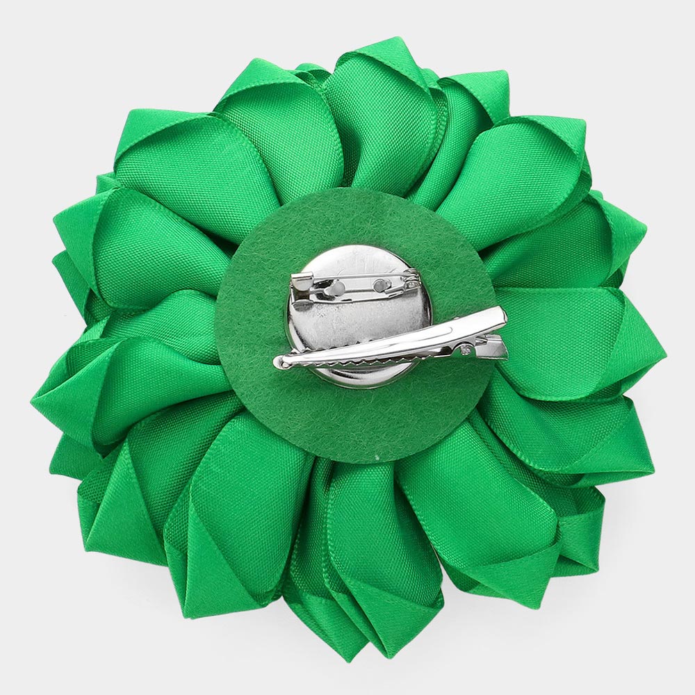 Big Pearl Pointed Flower Ribbon Brooch Hair Clip