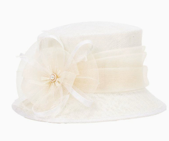 Cute Small Brim Church Hat Tea Party with Side Polyester Bow L 6010