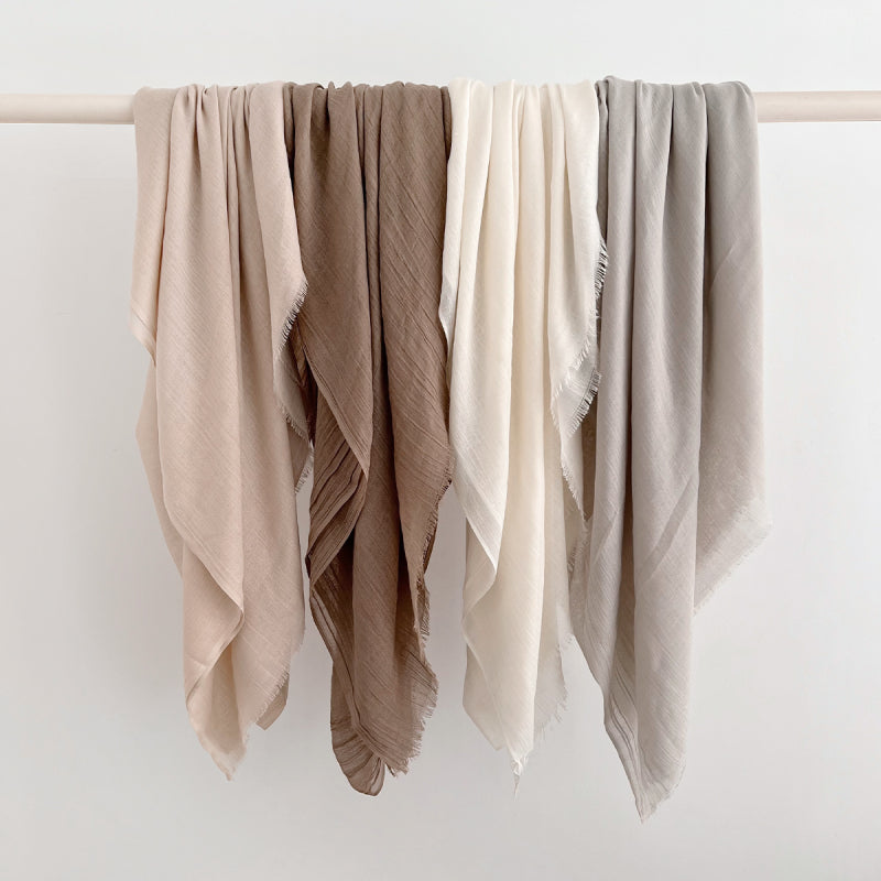 Women's Cotton Linen Feel Scarf Shawl Lightweight See Through Head Wrap For Summer Spring