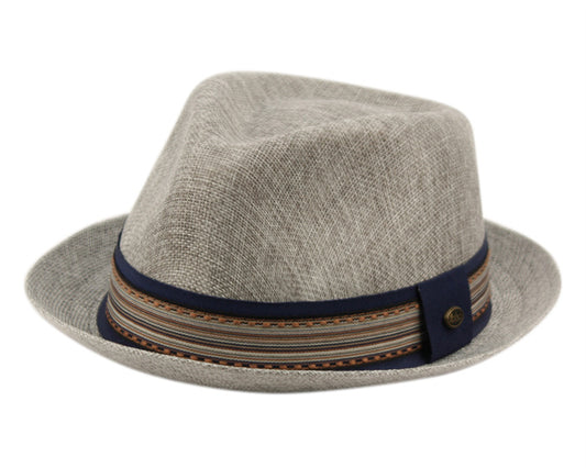 55% Linen 45% Cotton Linen Fedora Men's Spring Summer Small Brim Light Weight with Fabric Band L2805