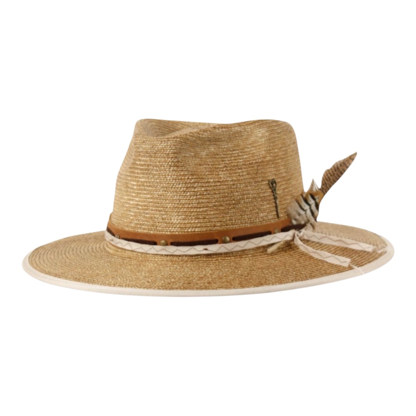 Men's Wider Woven Straw Fedora With Decoration Band L7078