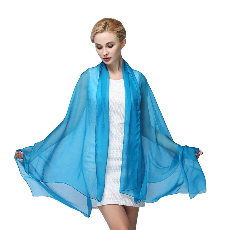 Women's 100% Silk Solid Color Light Weight Scarf Shawl