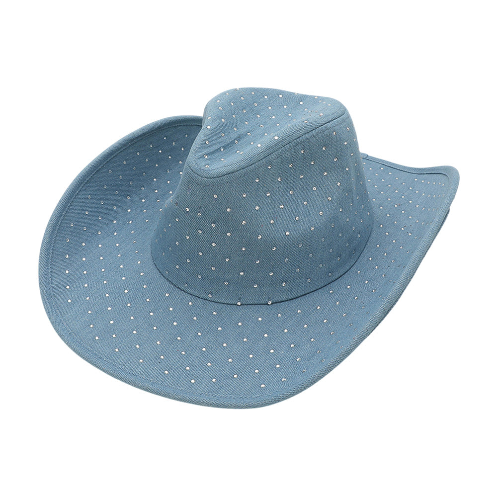 Rhinestone Denim Cowboy Hat