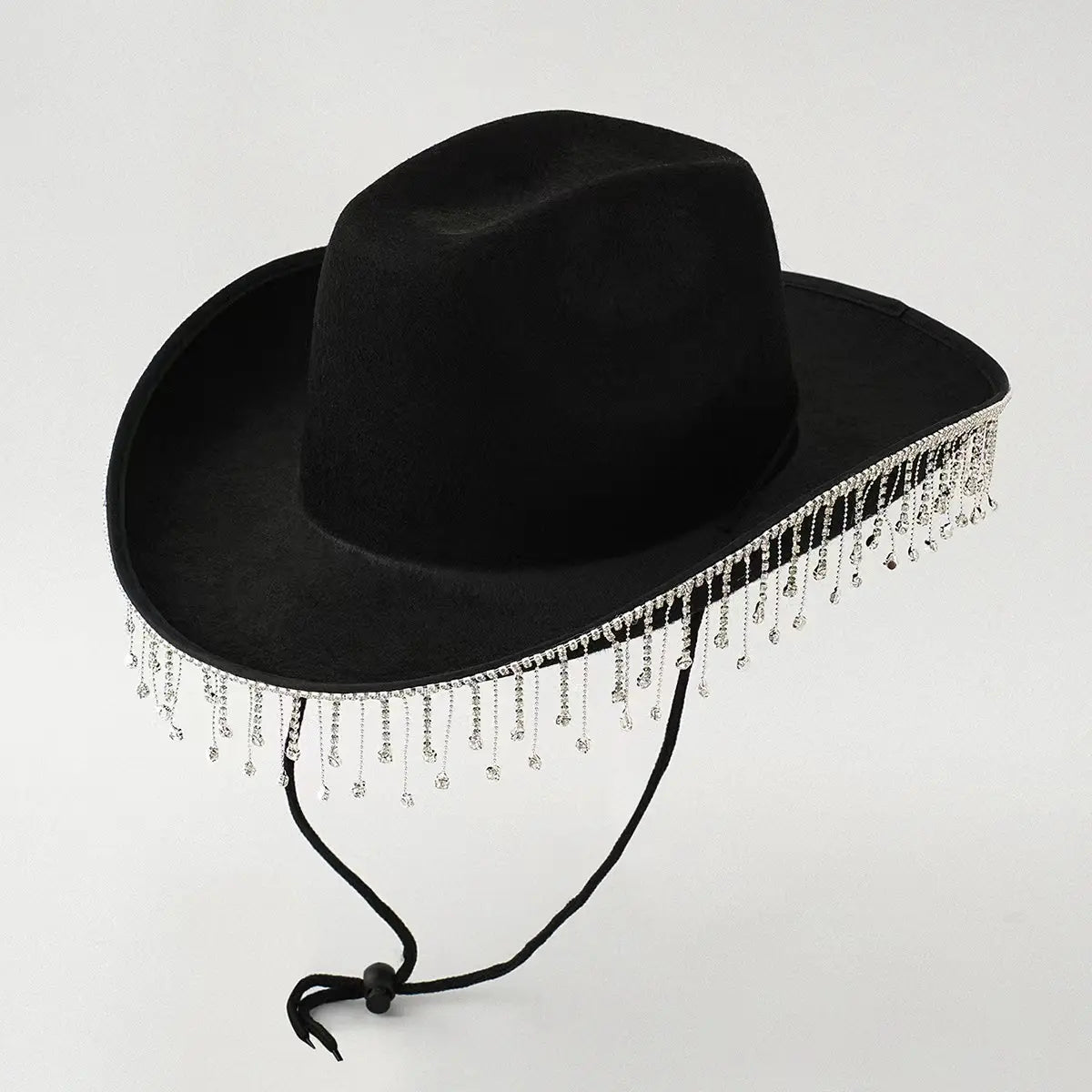 Rhinestone Cowgirl Hat Diamond Fringe Western Hat for Women