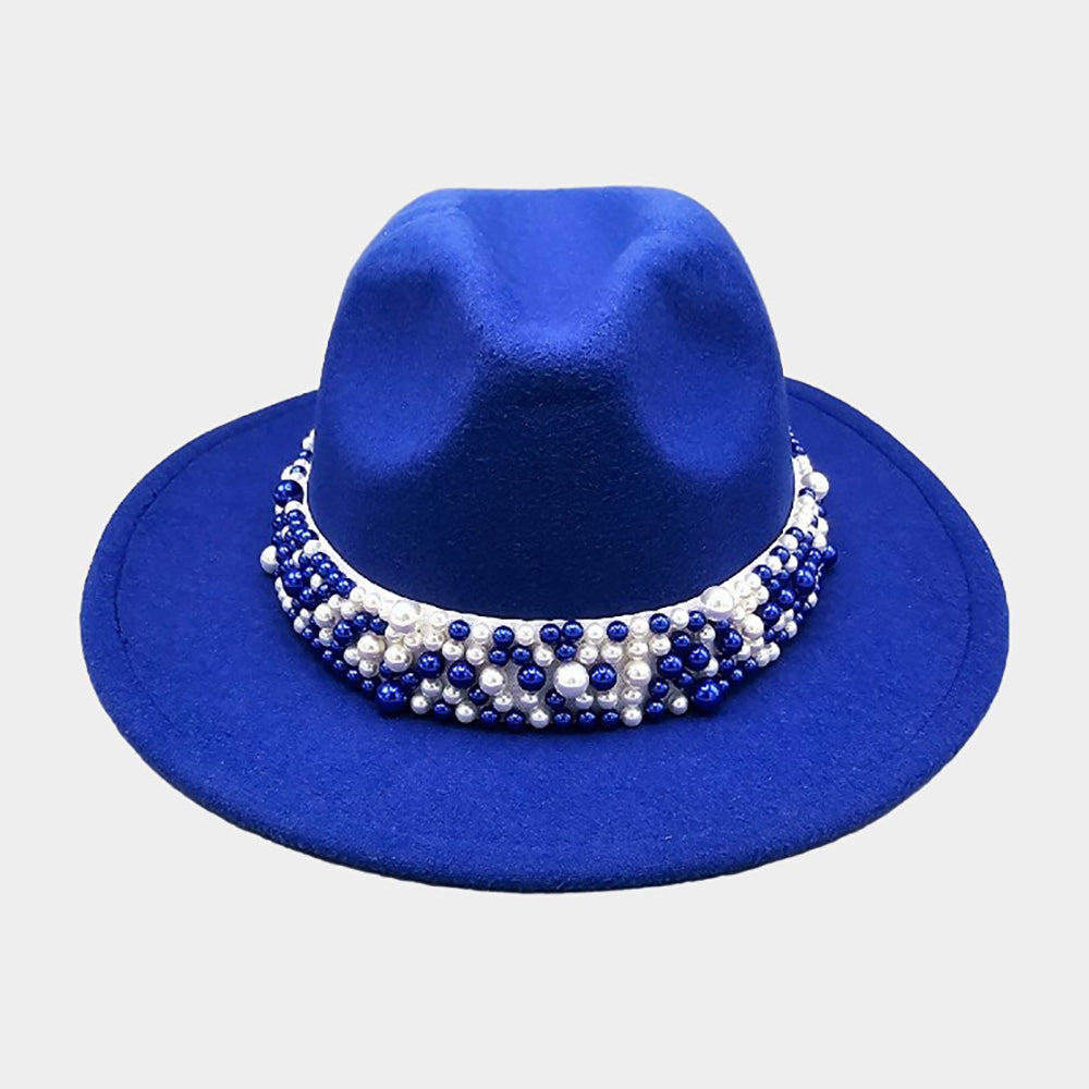 Women's Two Tone Fedora with Pearl Band