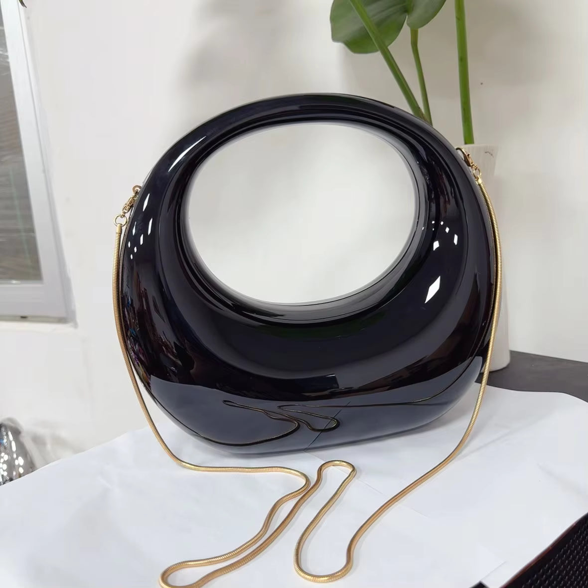 Women's Evening Party Wedding Acrylic Clutch Shoulder Bag with a Chain Stripe