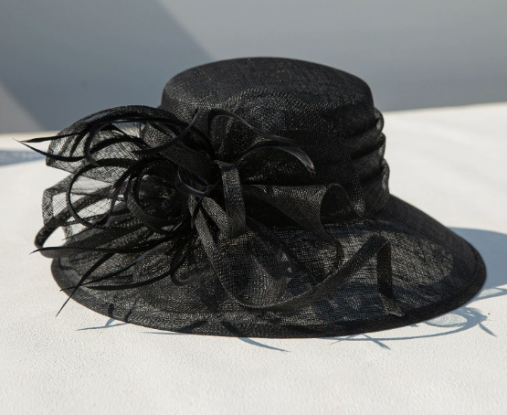 Women's Wider Brim Church  Derby Tea Party Hats with Flower & Feather L6002