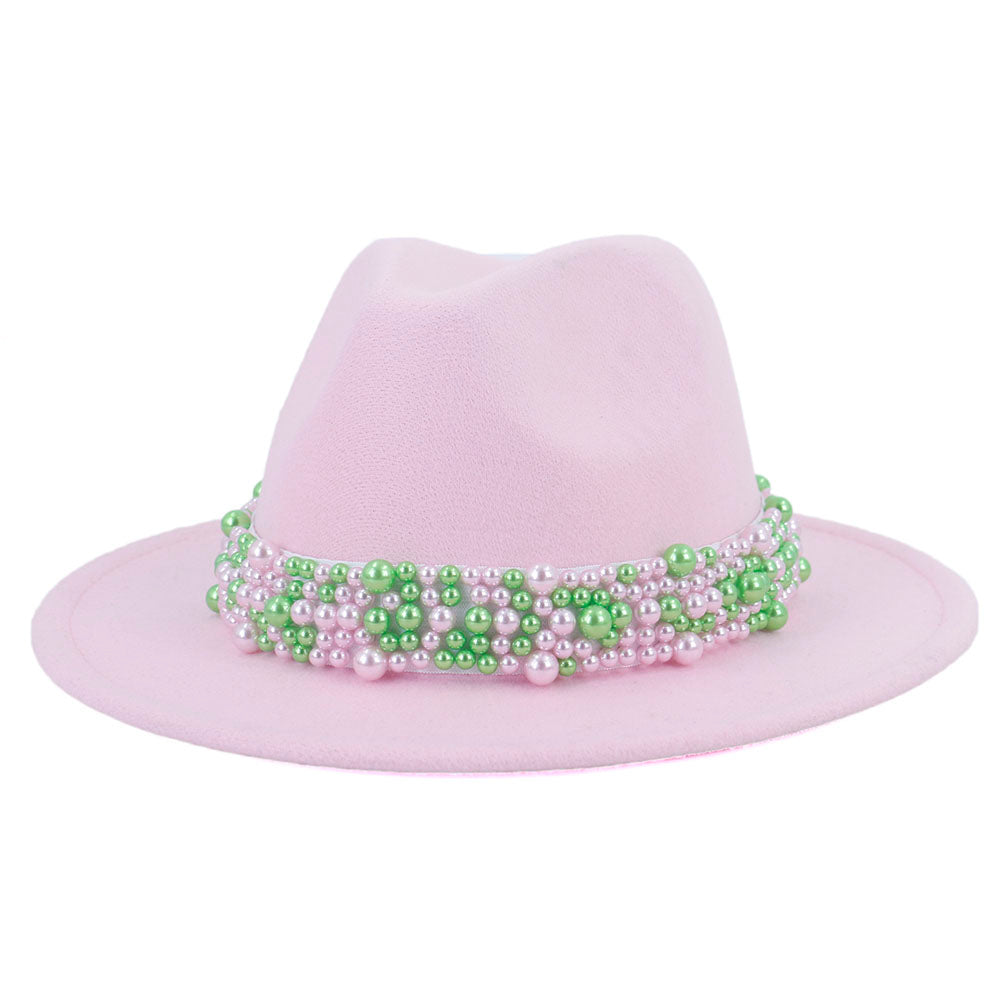 Women's Two Tone Fedora with Pearl Band