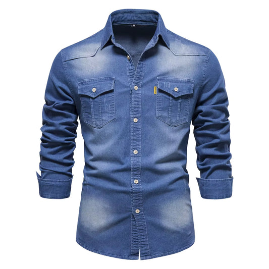 Men's Washed Denim Jacket Casual with Pocket