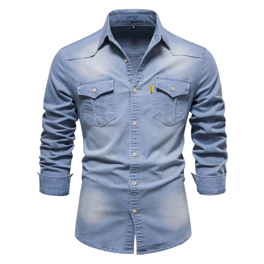 Men's Washed Denim Jacket Casual with Pocket