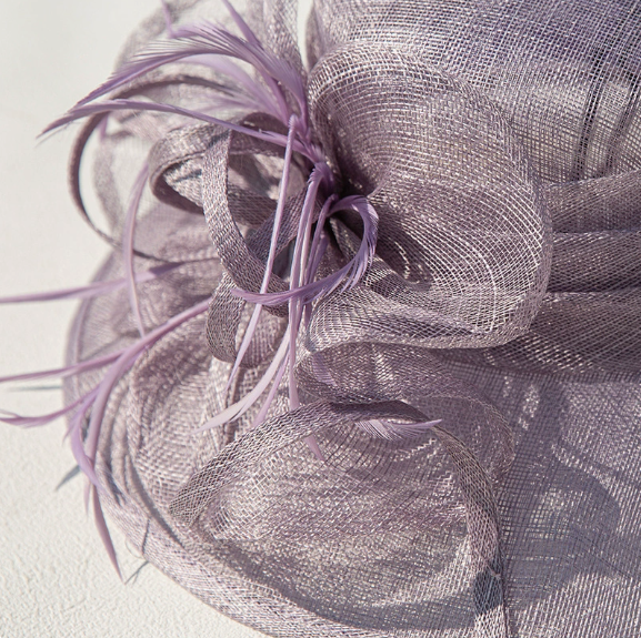 Women's Wider Brim Church  Derby Tea Party Hats with Flower & Feather L6002