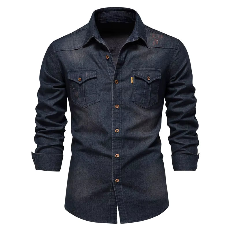 Men's Washed Denim Jacket Casual with Pocket
