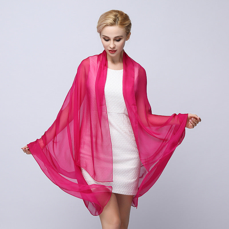 Women's 100% Silk Solid Color Light Weight Scarf Shawl