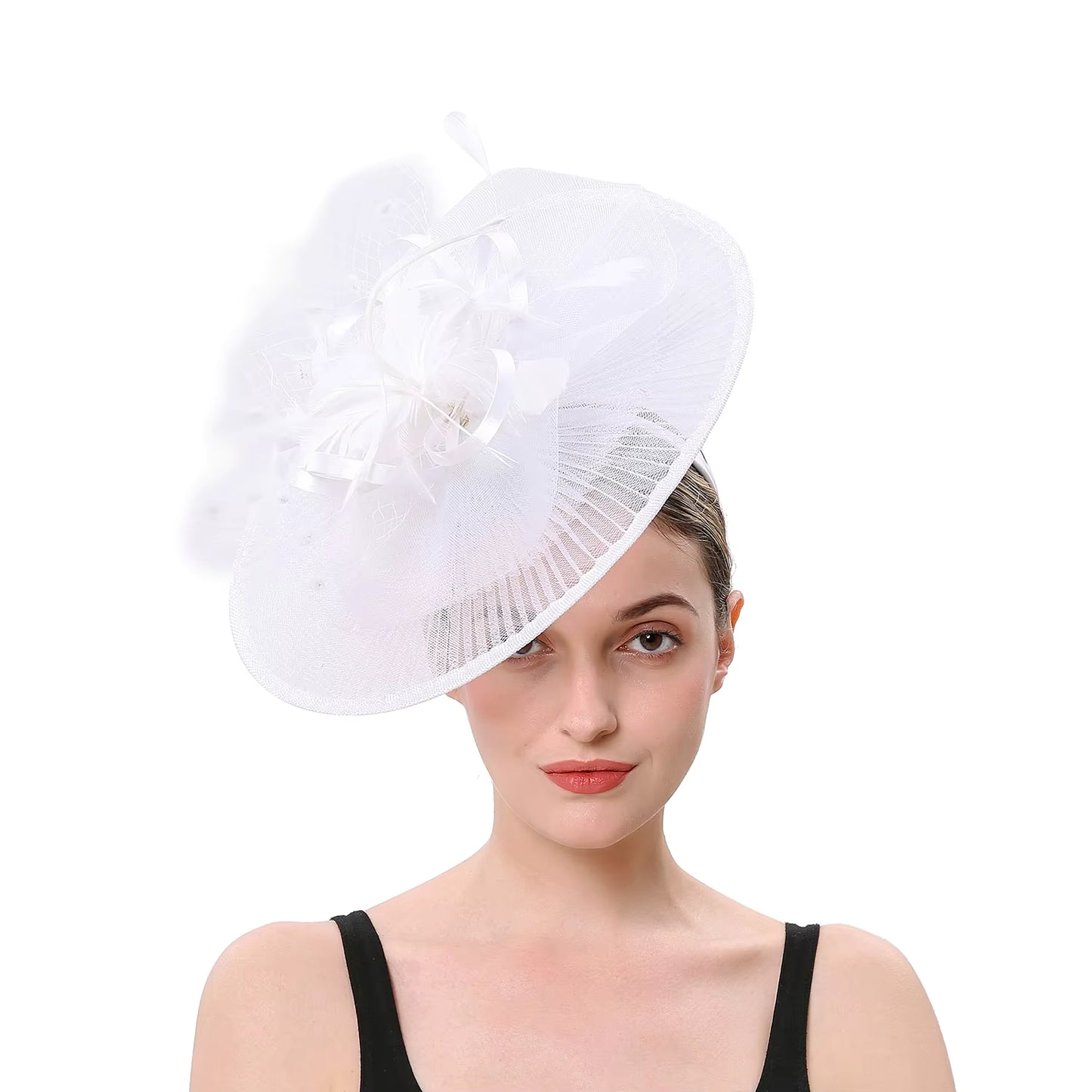 Women's Big Size Feather Round Chic Net Fascinator 5451