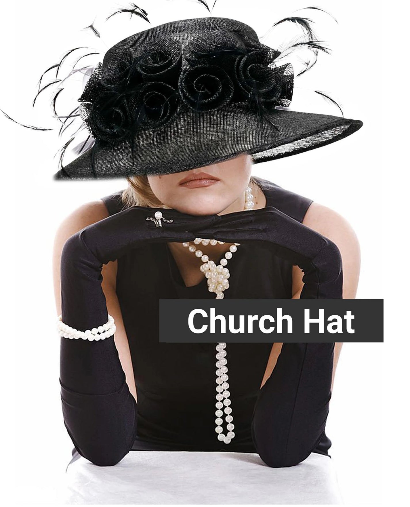 Women's Wider Brim Sinamay Dress Church Derby  Hat Flower Feather Trim with adjustable drawstring 62900