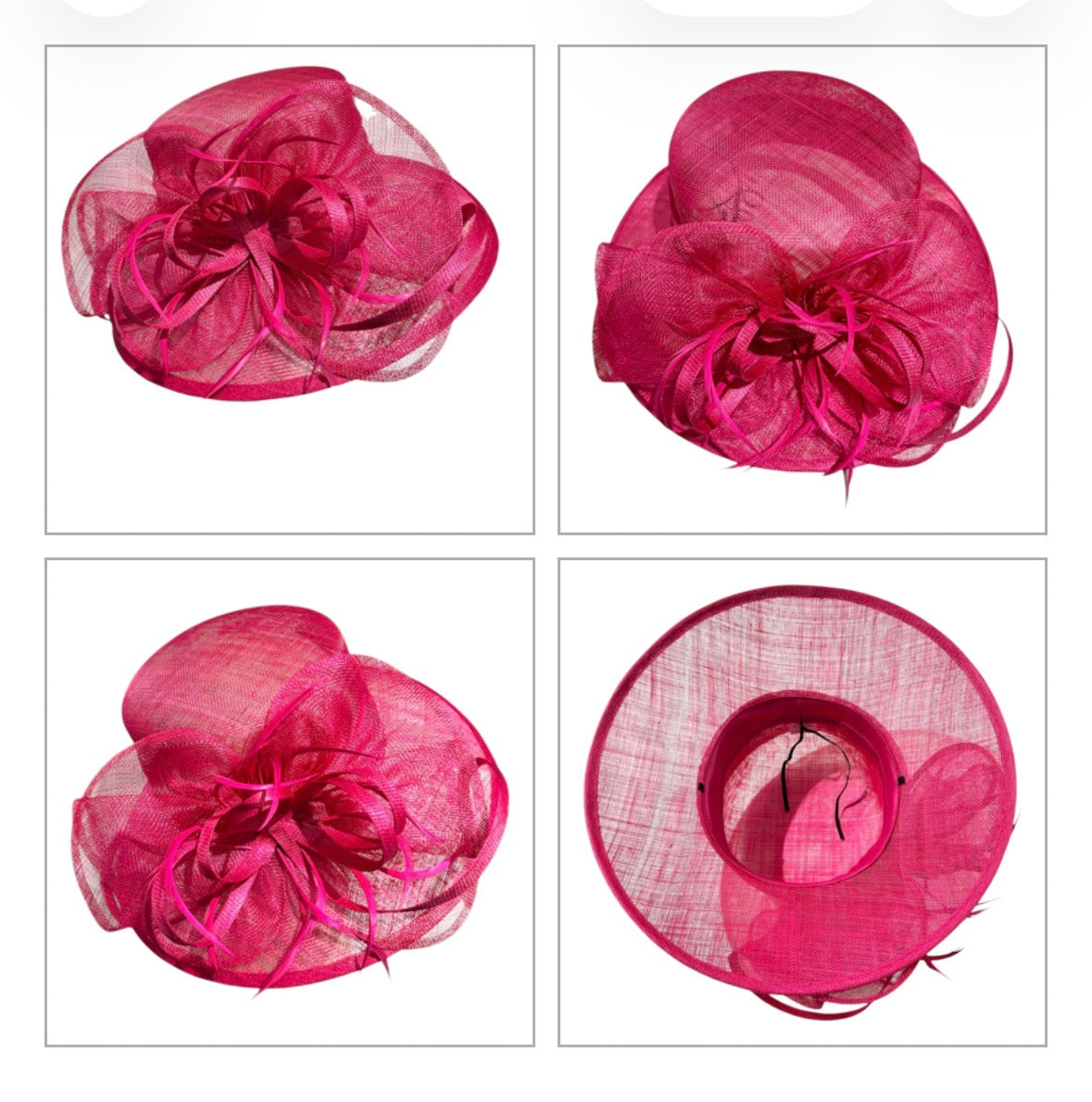 Women's Wider Brim Church  Derby Tea Party Hats with Flower & Feather L6002