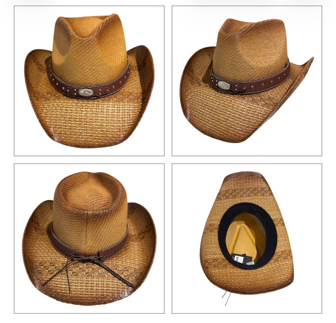 Unisex Cowboy UPF 50+ Sun Protection Black Beige with Elastic Sweatband L0024