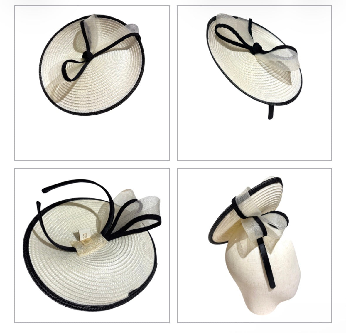 Women's Cute Black & White Fascinator with Trim Headband L6108
