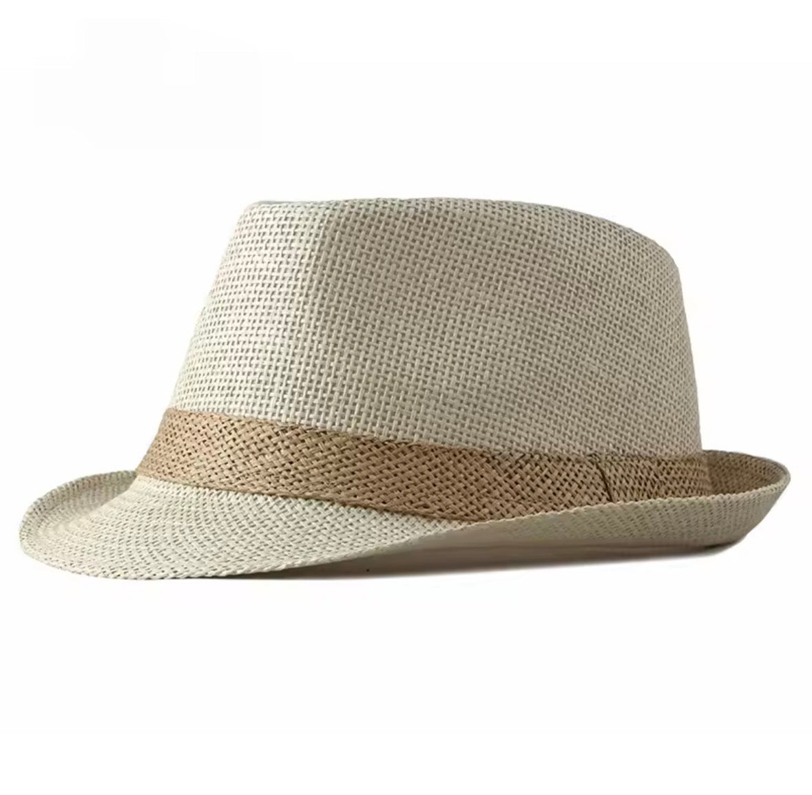 Men's Summer Paper Straw Fedora with White Straw Band