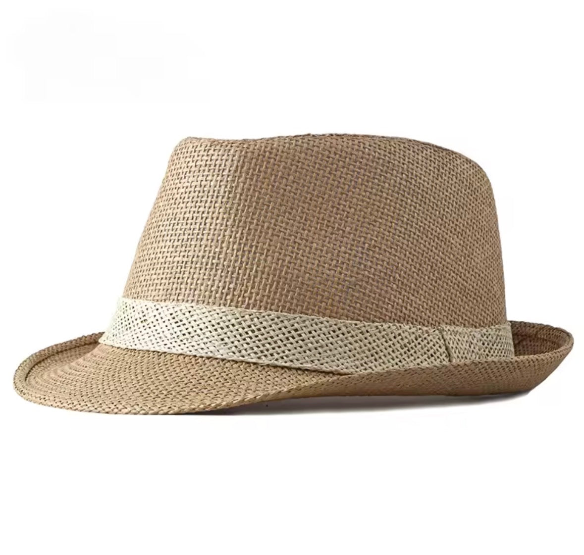 Men's Summer Paper Straw Fedora with White Straw Band