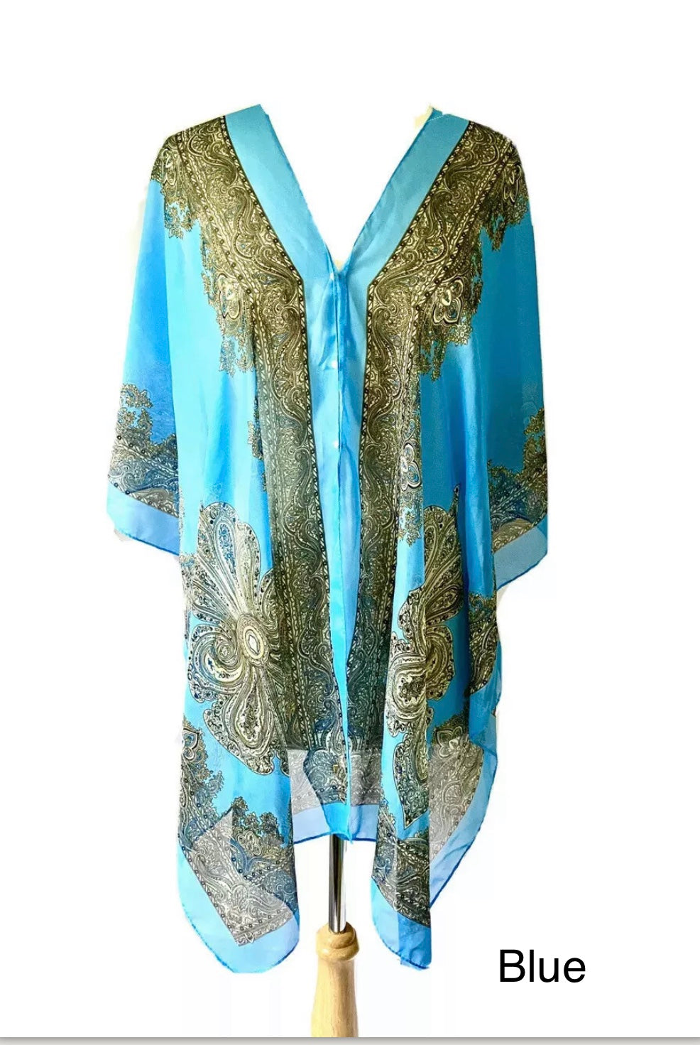 Women's Summer Beach Loose Fit Print Lightweight Sheer Chiffon Swimwear Pull On Top with Pearl Buttons 2 in 1 Style