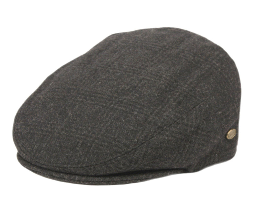 Men's Narrow Fit Tweed Herringbone Wool Patch Work Plaid Ivy Caps W/Cloth Fabric Lining