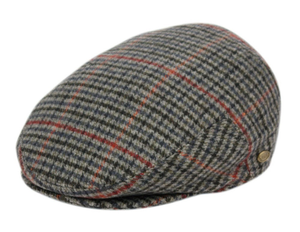 Men's Narrow Fit Tweed Herringbone Wool Patch Work Plaid Ivy Caps W/Cloth Fabric Lining
