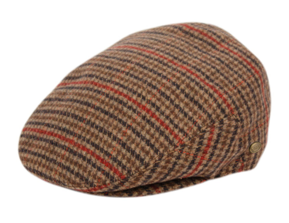 Men's Narrow Fit Tweed Herringbone Wool Patch Work Plaid Ivy Caps W/Cloth Fabric Lining