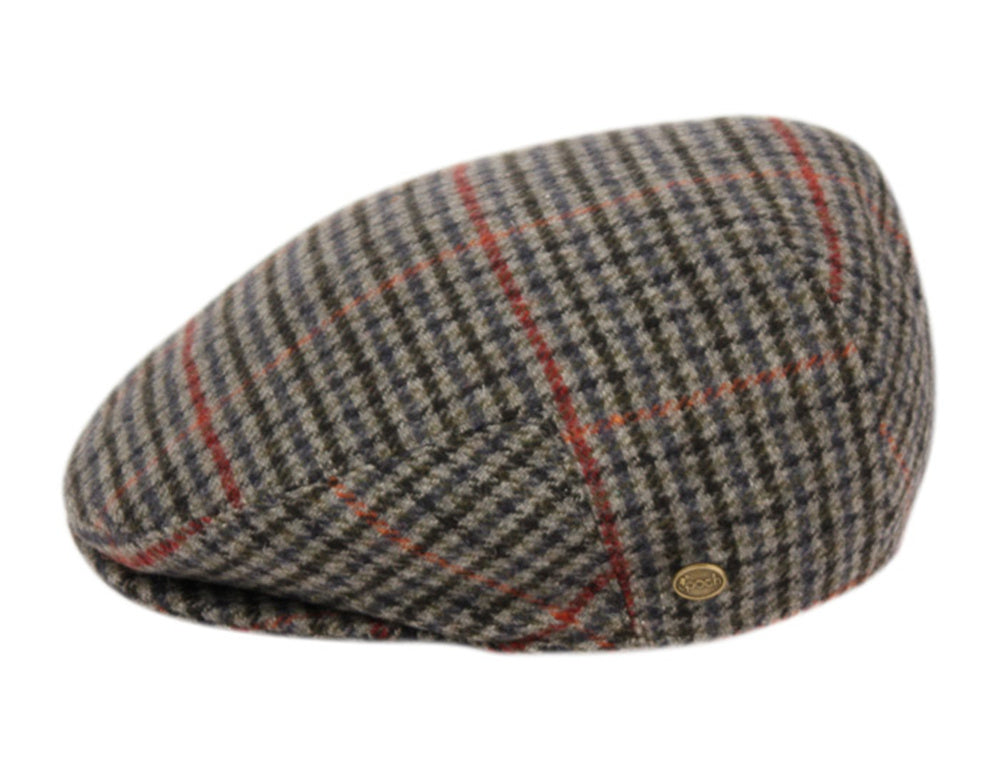 Men's Narrow Fit Tweed Herringbone Wool Patch Work Plaid Ivy Caps W/Cloth Fabric Lining
