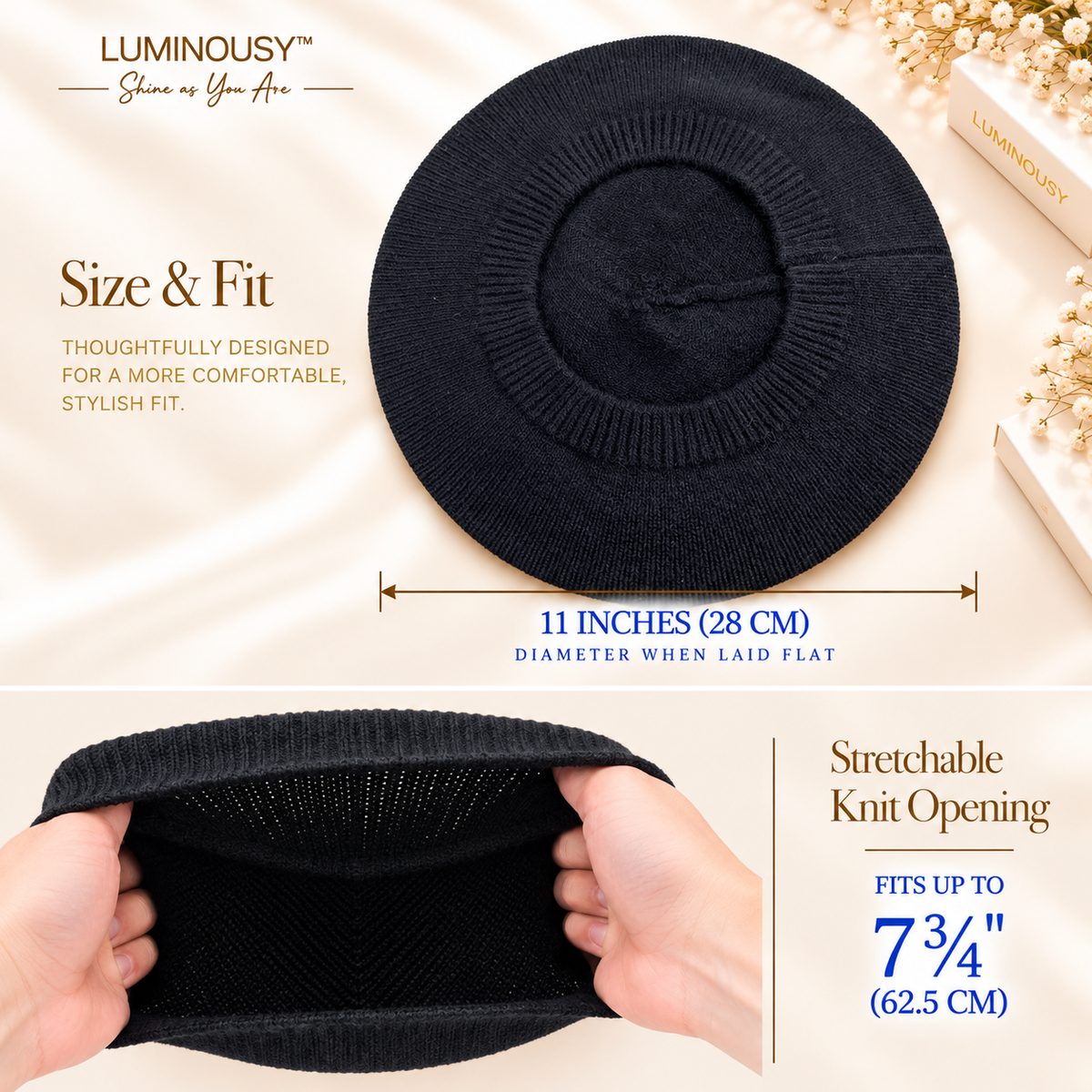 Unisex 100% Cashmere Beret French Style Hat L001
