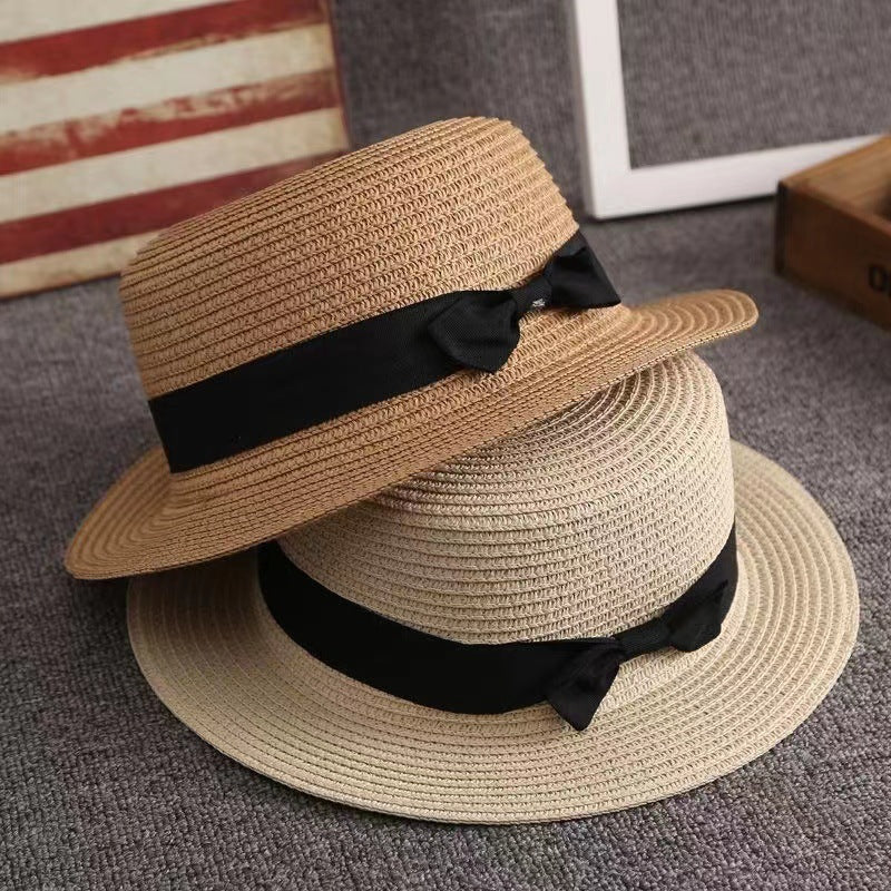 Small Brim Women's Round Flat Top Sun Hat For Spring Summer
