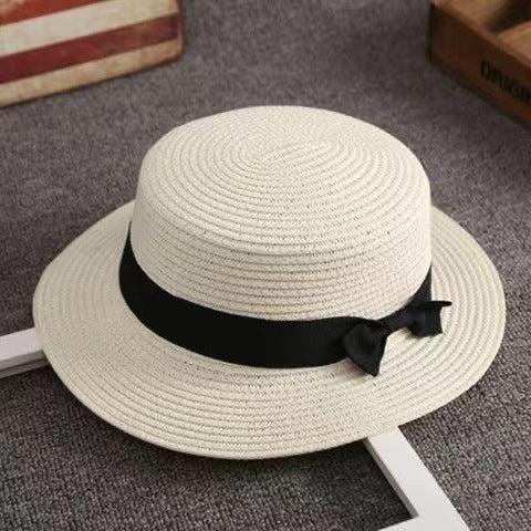Small Brim Women's Round Flat Top Sun Hat For Spring Summer