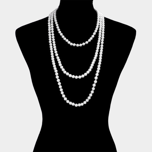 Single Pearl Long Necklace 86''