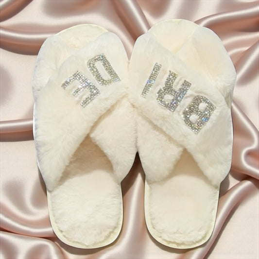 Wedding Fluffy Soft Comfortable Slippers For Bride Bridesmaids Shower