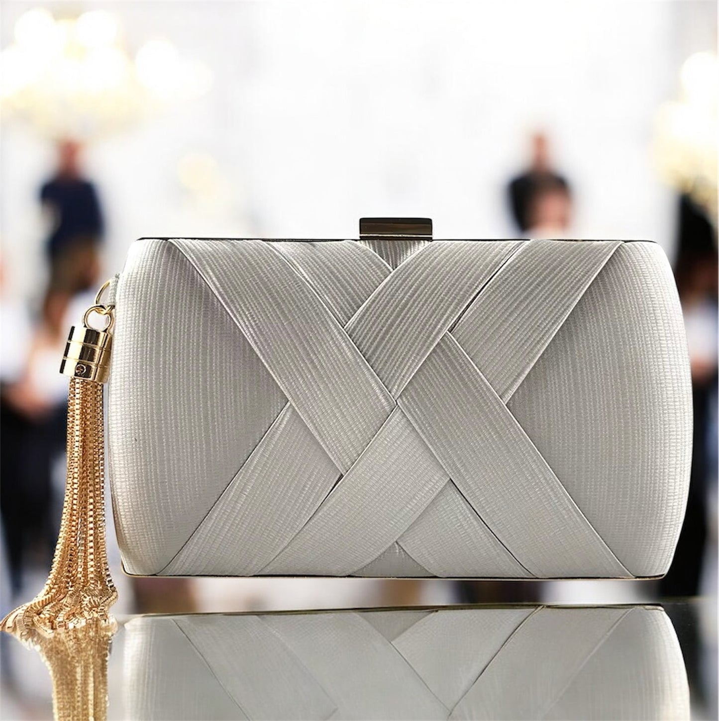 Hard Shell Evening Party Solid Color Bags for Women Satin Purses Wedding Bag 11001