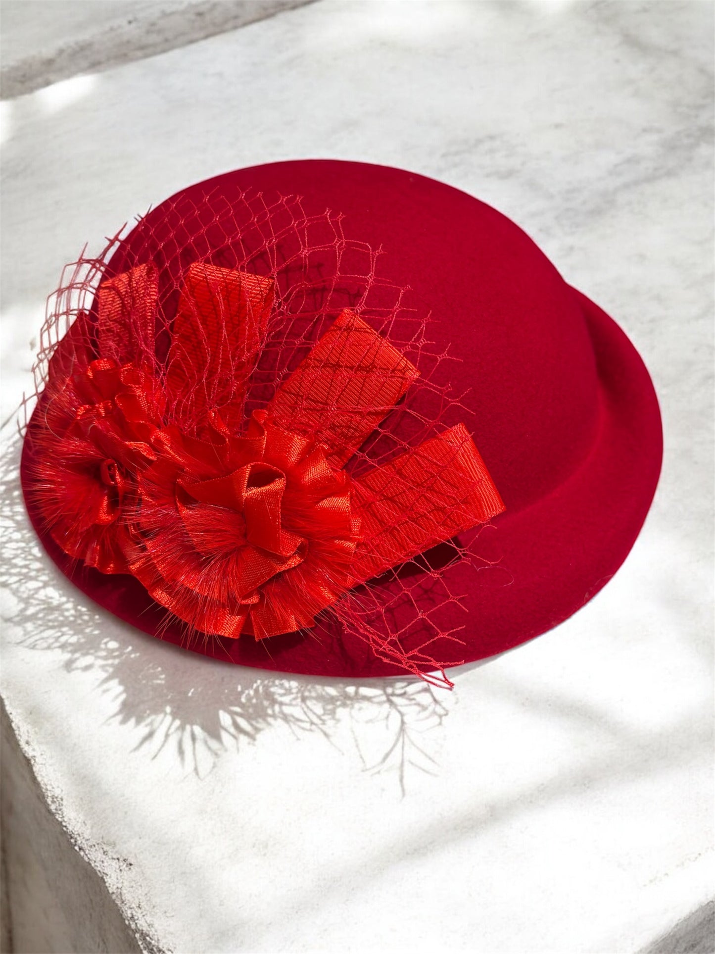 Women's Wool Pillbox French Beret Fashion Luxury Caps With Flower Decoration