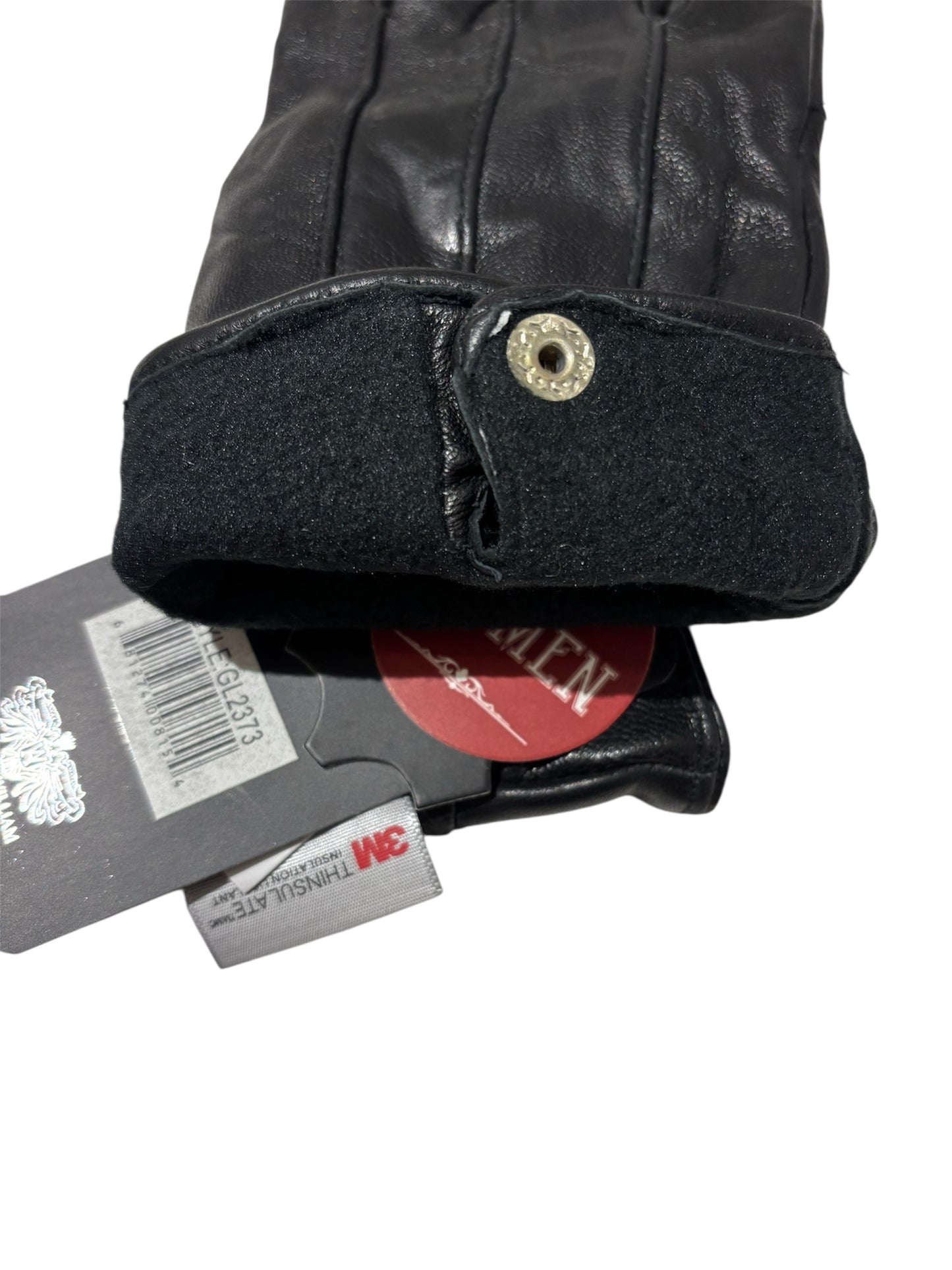 Ladies' genuine 3M leather gloves with faux fur lining &amp; button-adjust cuff L2373