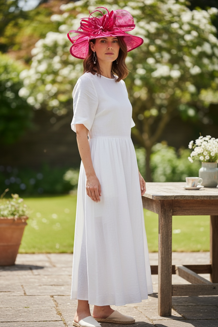 Women's Wider Brim Church  Derby Tea Party Hats with Flower & Feather L6002