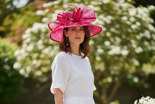 Women's Wider Brim Church  Derby Tea Party Hats with Flower & Feather L6002