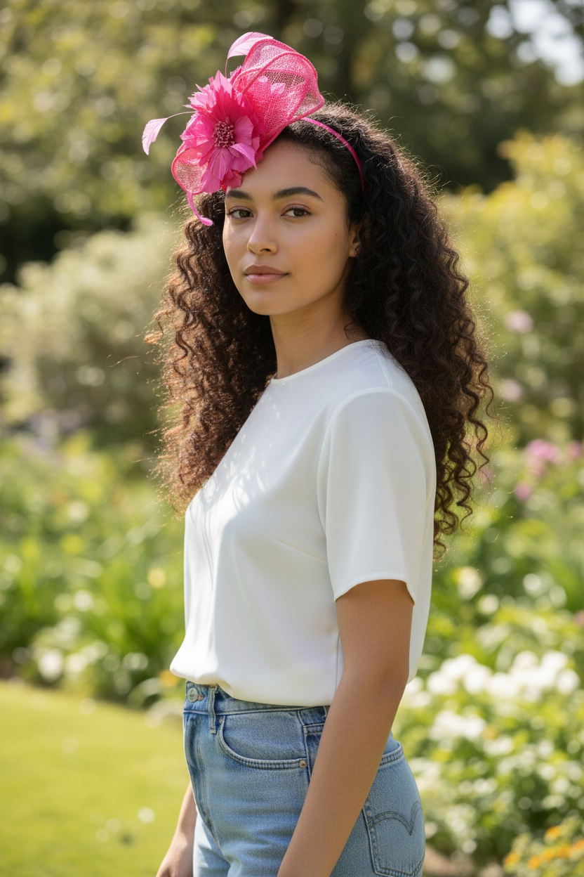 Small Cute Flower Feather Fascinator with Headband L6100