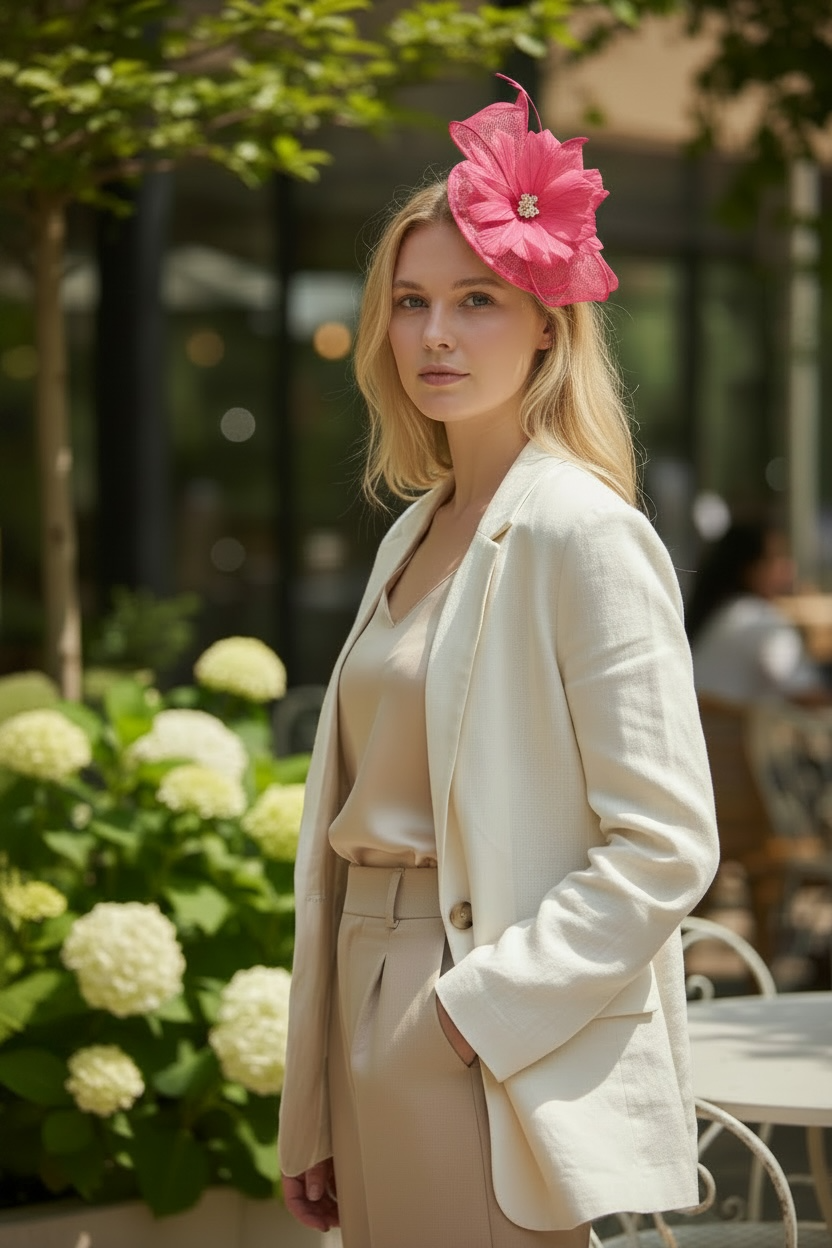 Women's Small Round Base Feather Fascinator L6101