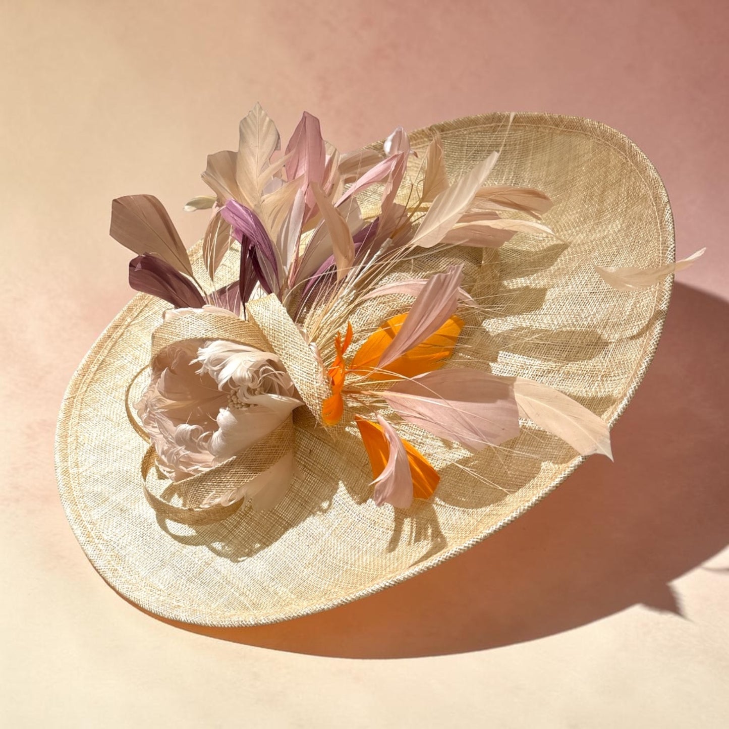 Women's Large Fashion Sinamay Dressy Derby Hat Light Gold with Headband L6105