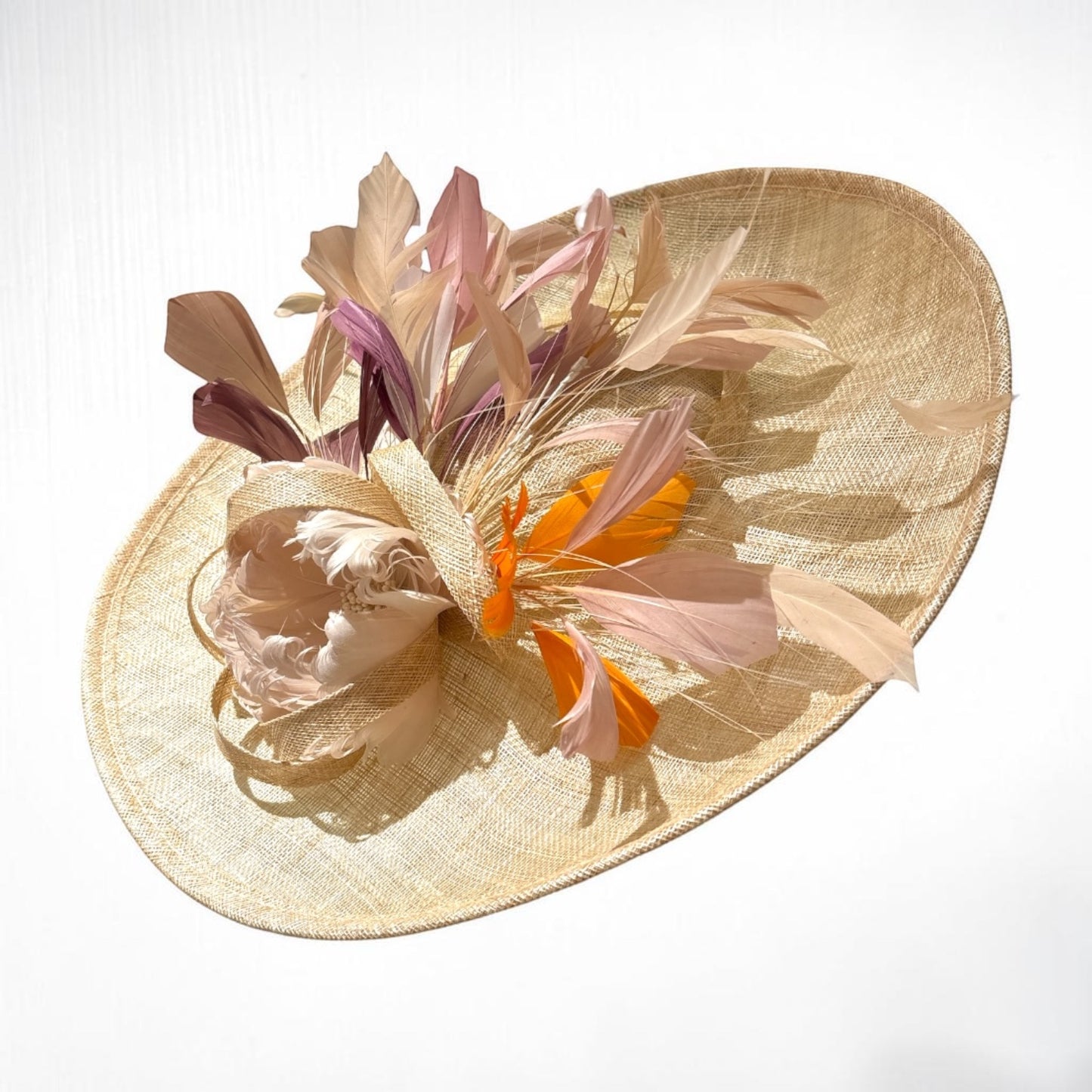 Women's Large Fashion Sinamay Dressy Derby Hat Light Gold with Headband L6105