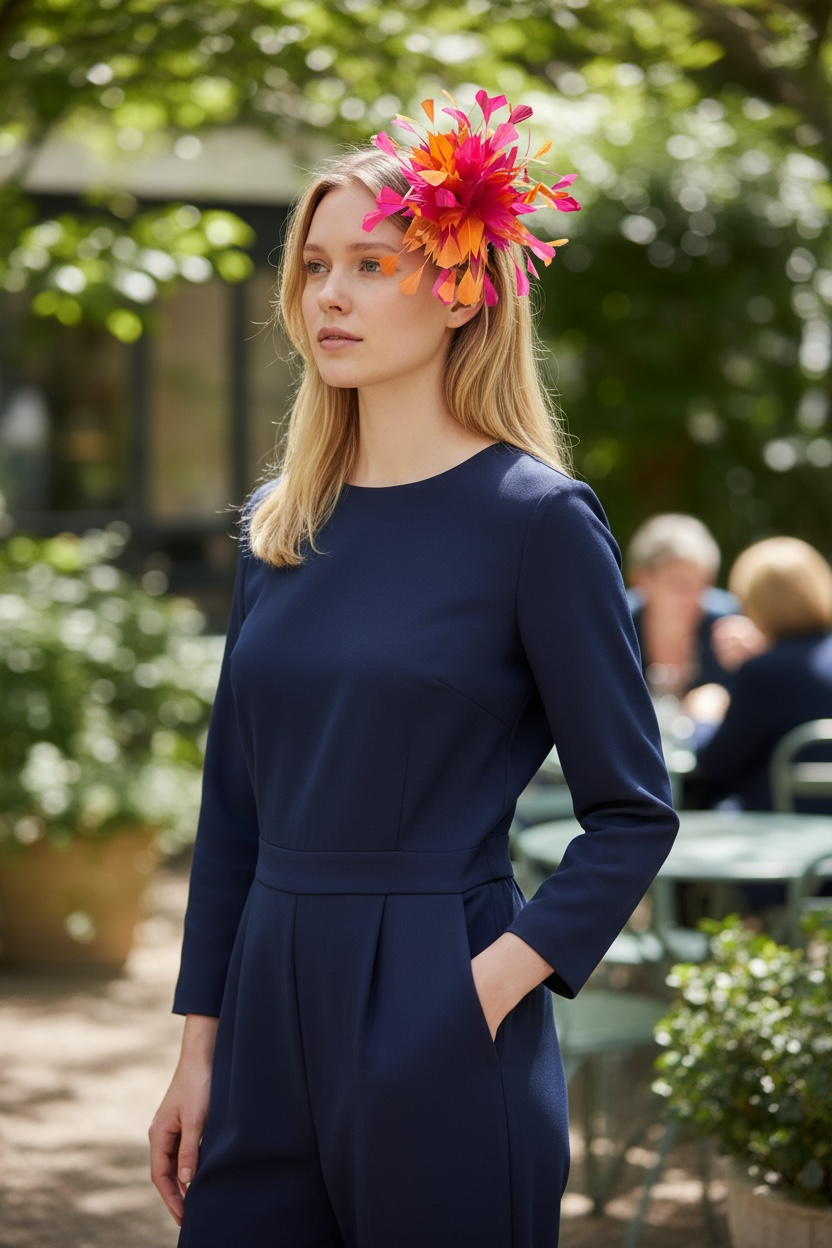 Two-Tone Fine Feather Flowers with Clip