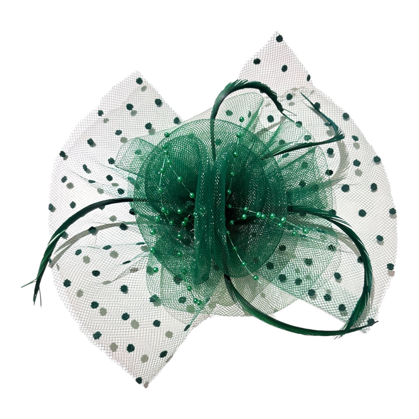 Women's Simple Polka Dot Small Fascinator Cute Bow Feather 65099