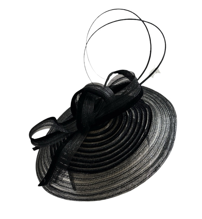 Women's Simple Black Fascinator with Velvet Trim & Headband L 6107